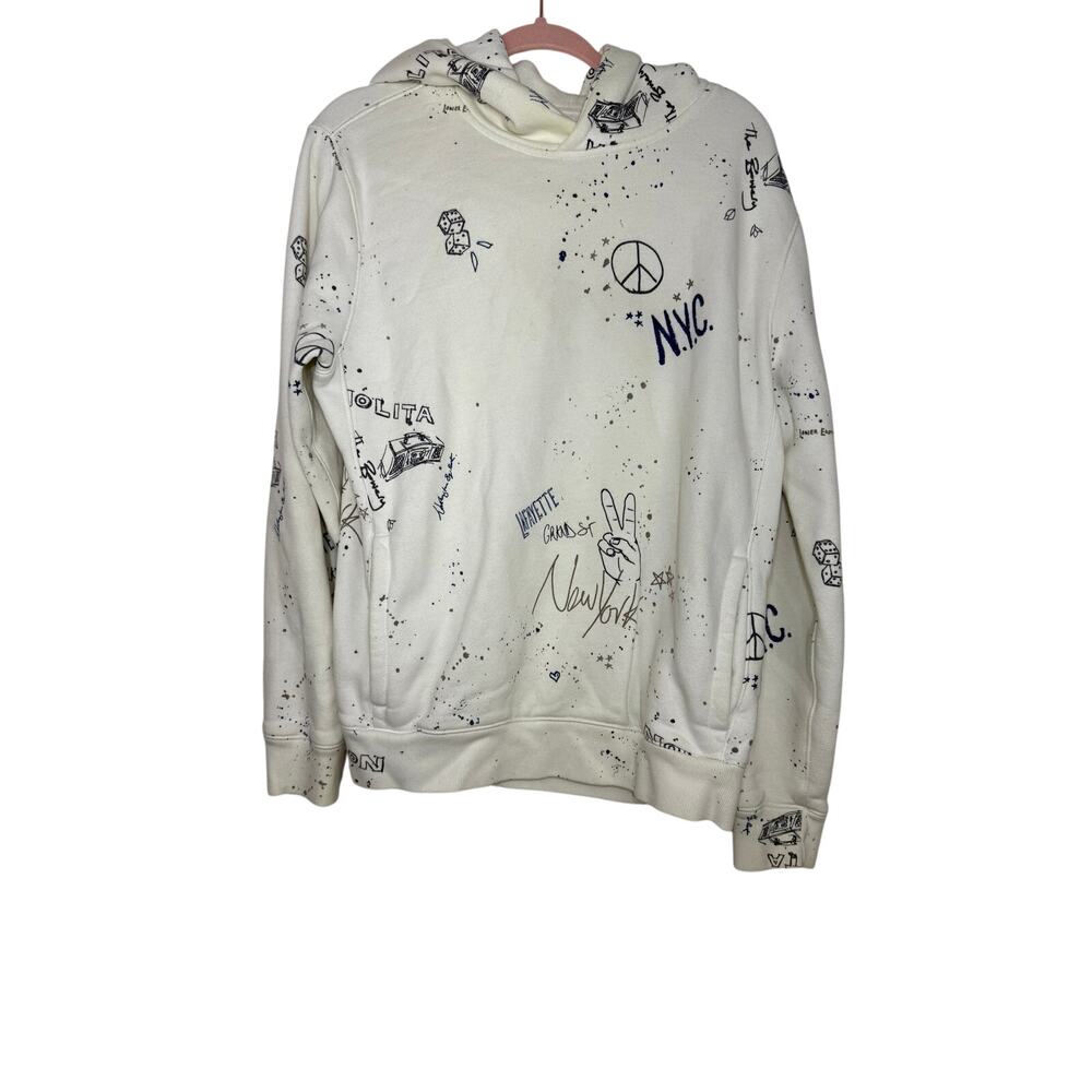 Abercrombie & Fitch Ivory Long Sleeve NY Soft and Cozy Fleece Hoodie Top Size M‎